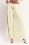Flying Tomato Drawstring Textured Wide Leg Pants In Neutral