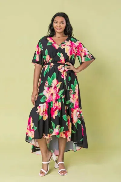 Flying Tomato Ellie Woven Maxi Dress - Plus In Black In Multi