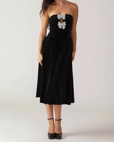 Flying Tomato Embellished Velvet Midi Dress In Black