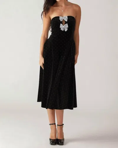 Flying Tomato Embellished Velvet Midi Dress In Black