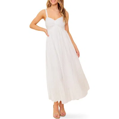 Flying Tomato Embroidered Eyelet Empire Waist Cotton Maxi Dress