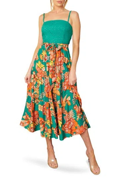Flying Tomato Embroidered Eyelet Floral Skirt Sundress In Multi