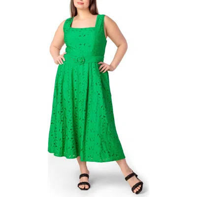Flying Tomato Embroidered Lace Midi Dress