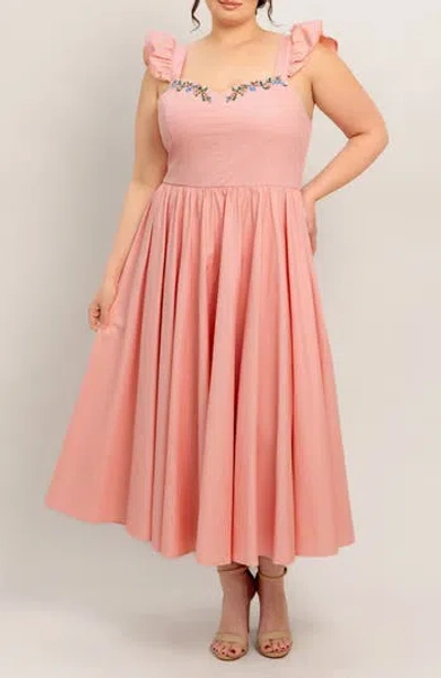 Flying Tomato Embroidered Maxi Sundress In Pink