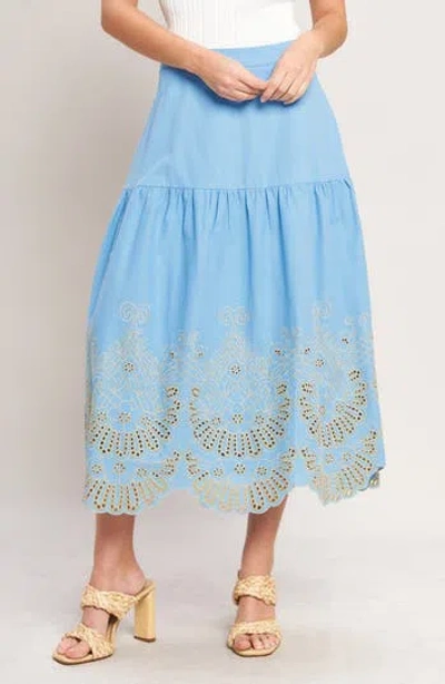 Flying Tomato Eyelet Cotton Midi Skirt In Black