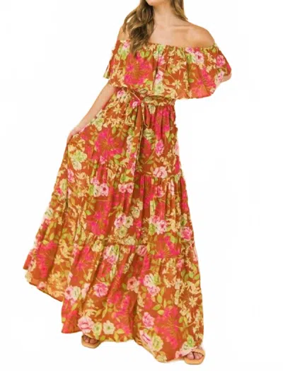 Flying Tomato Falling For You Floral Maxi Dress In Red In Multi