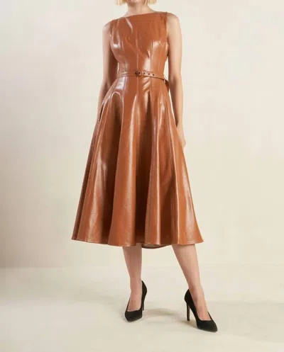 Flying Tomato Faux Leather Midi Dress In Camel In Orange