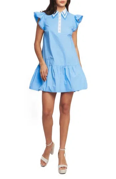 Flying Tomato Faux Pearl Button Cotton Shirtdress In Black