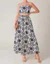 Flying Tomato Faye Floral Print Woven Skirt Set In White/black