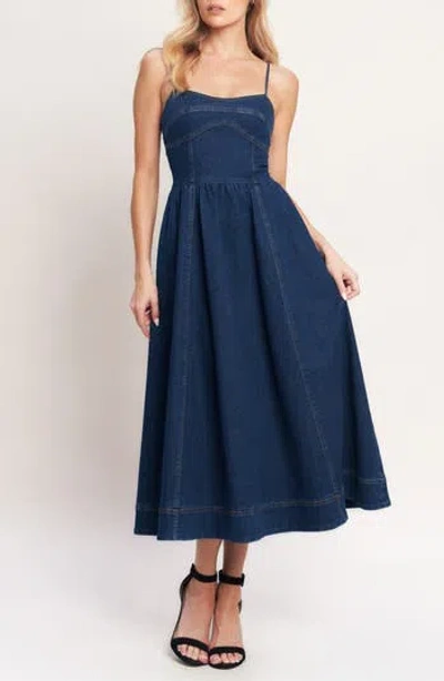 Flying Tomato Fit & Flare Denim Maxi Dress In Blue