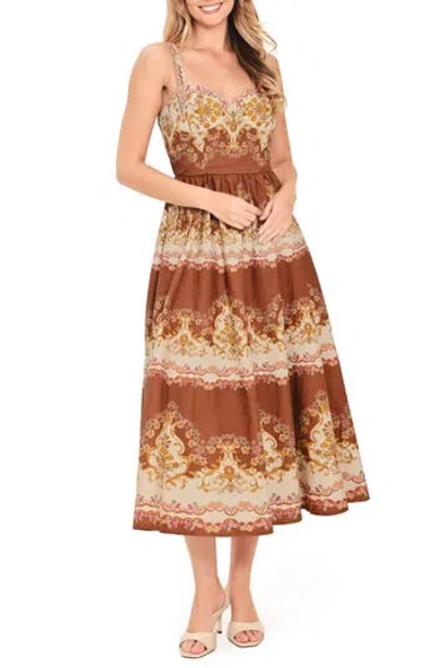 Flying Tomato Fit And Flare Midi Dress In Multi