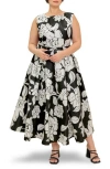Flying Tomato Floral Belted Maxi Dress In Black