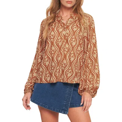 Flying Tomato Floral Billow Sleeve Top In Orange