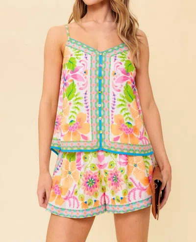 Flying Tomato Floral Cami And Short Set In Ivory