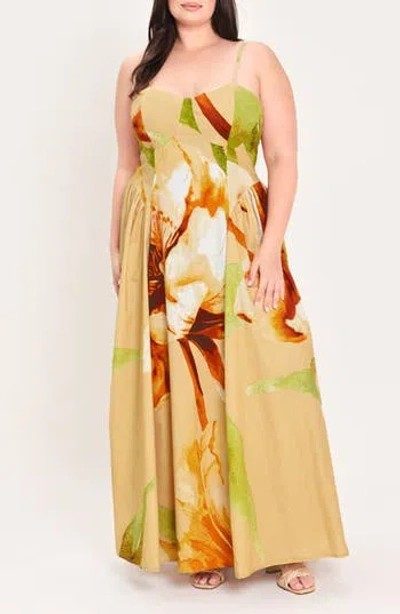 Flying Tomato Floral Cotton Maxi Dress In Multi