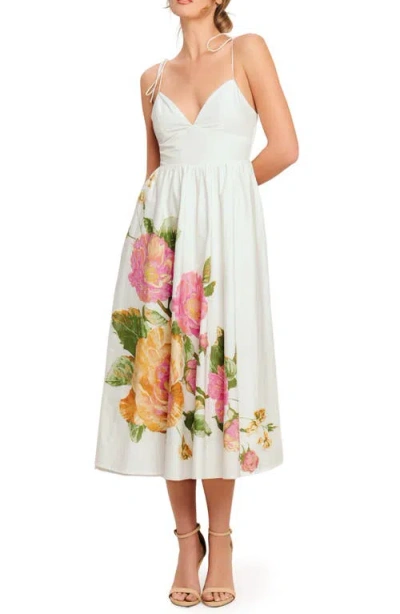 Flying Tomato Floral Cotton Midi Sundress In White