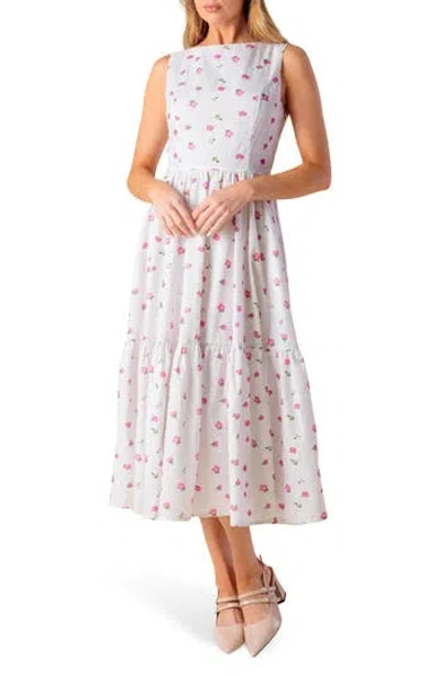 Flying Tomato Floral Embroidered Eyelet Cotton Blend Fit & Flare Dress In Multi