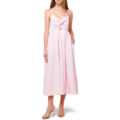 Flying Tomato Floral Embroidered Twist Front Sundress In Pink
