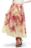 Flying Tomato Floral Full Midi Skirt In Neutral