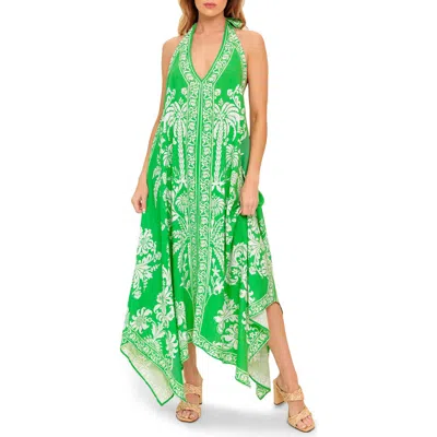 Flying Tomato Floral Halter Maxi Dress In Green