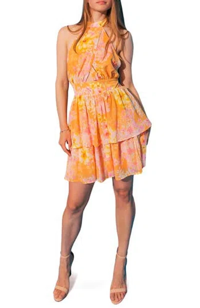 FLYING TOMATO FLYING TOMATO FLORAL HALTER MINIDRESS