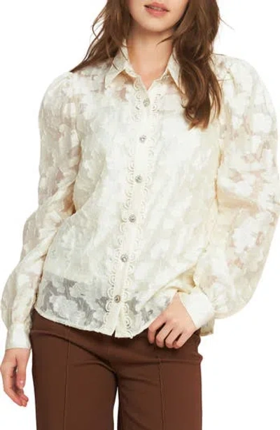 Flying Tomato Floral Jacquard Button Front Shirt In Ivory