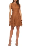 Flying Tomato Floral Lace Minidress In Brown