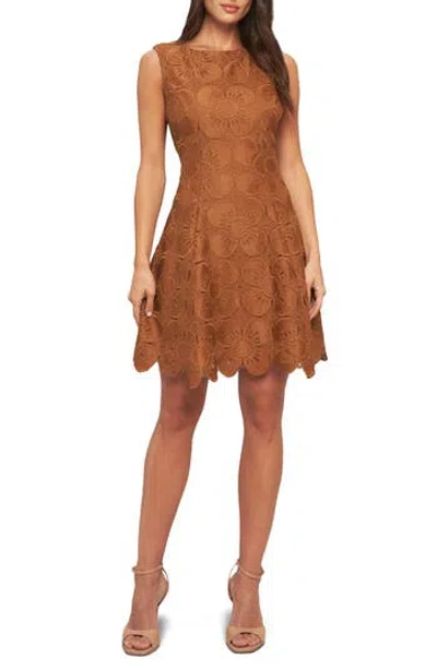 Flying Tomato Floral Lace Minidress In Brown