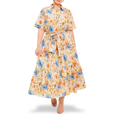 Flying Tomato Floral Maxi Shirtdress In Yellow