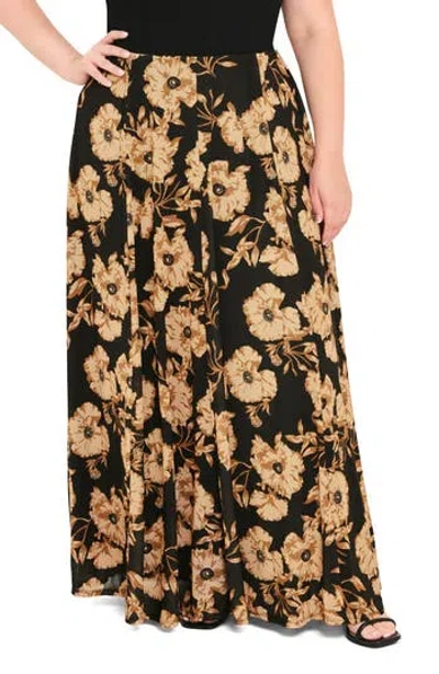 Flying Tomato Floral Mesh Maxi Skirt In Black