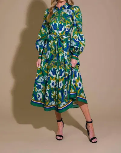 Flying Tomato Floral Midi Dress In Green