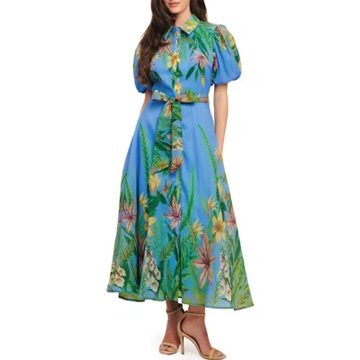 Flying Tomato Floral Midi Shirtdress In Brown