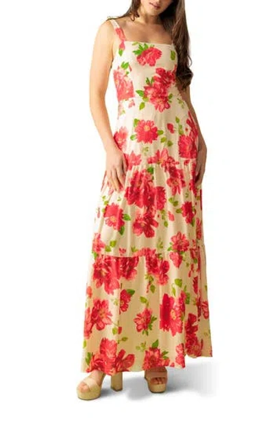 Flying Tomato Floral Print Maxi Dress In White Red