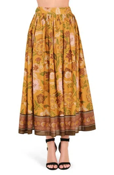Flying Tomato Floral Print Midi Skirt In Multi