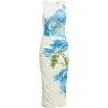 Flying Tomato Floral Ruched Midi Dress In Multi