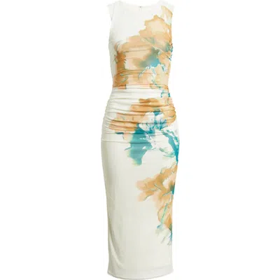 Flying Tomato Floral Ruched Midi Dress In Multi