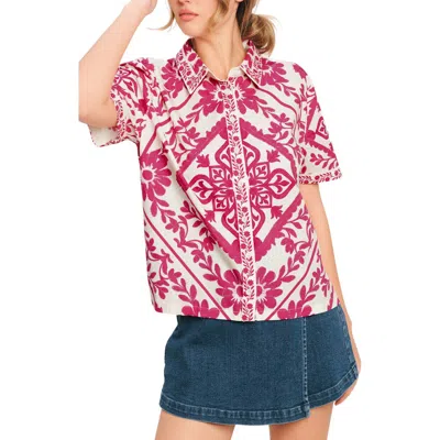Flying Tomato Floral Short Sleeve Button-up Shirt In Multi