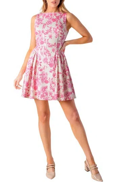 Flying Tomato Floral Sleeveless Bow Back Cotton Blend Minidress In Multi