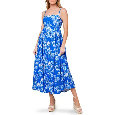 Flying Tomato Floral Tie Back Maxi Dress In Blue Multi
