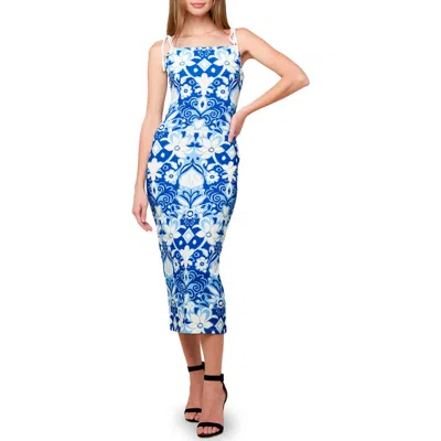 Flying Tomato Floral Tie Strap Midi Dress In Multi