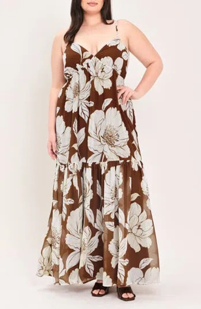 Flying Tomato Floral Tiered Maxi Dress In Multi
