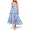 Flying Tomato Floral Twist Sweetheart Neck Midi Dress In Multi