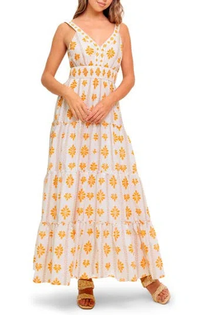 Flying Tomato Floral V-neck Maxi Dress In Orange