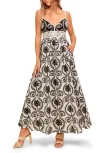 Flying Tomato Floral V-neck Maxi Dress In White
