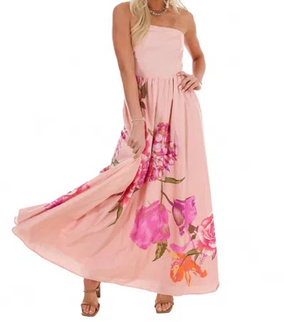 Flying Tomato Flower Market Strapless Maxi Dress In Light Pink In Multi