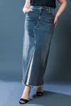 Flying Tomato Fray Denim Skirt - Plus In Blue Denim In Blue