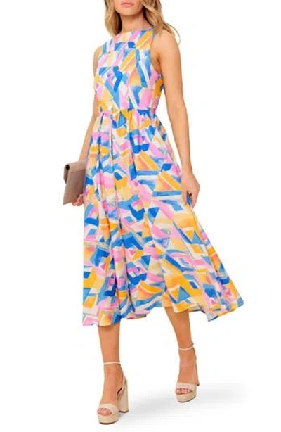 Flying Tomato Geometric Print Cotton Midi Sundress In Multi