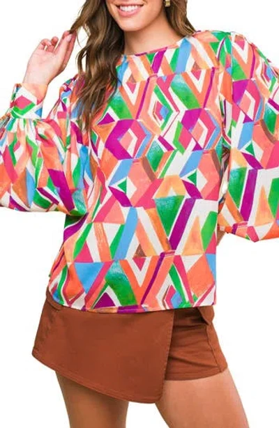 Flying Tomato Geometric Print Top In Multi