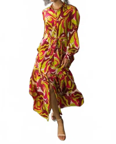 Flying Tomato Go With The Flow Maxi Dress In Yellow/red In Multi