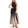 Flying Tomato Godet Hem Halter Maxi Dress In Black